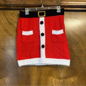 NWOT Women’s Large Planet Gold Santa Belt Mini Skirt Christmas Holidays Sequin